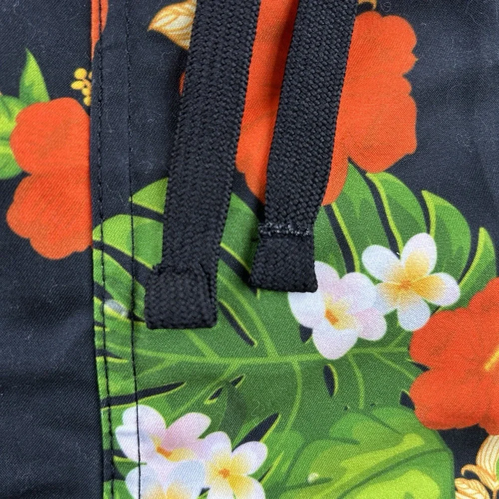 NHL Philadelphia Flyers Mens Tropical Floral Swim Trunks Black Orange Medium